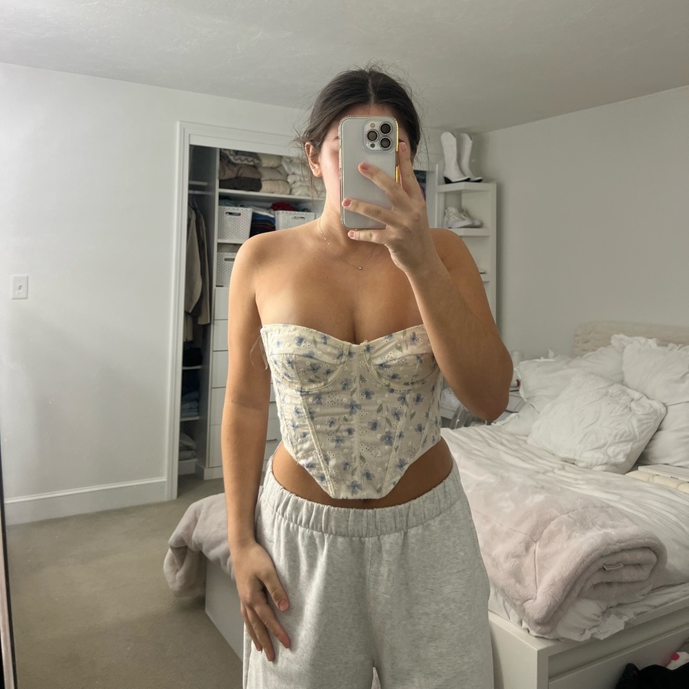 tic toc white floral corset top